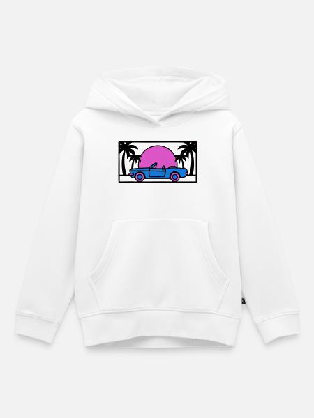Cabrio Palmen Sunset Grafik - Kinder Premium Organic Hoodie - Weiß