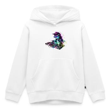 DJ Katze - Kinder Premium Organic Hoodie - Weiß - Vorne - AI Model Kid Female (0cm)