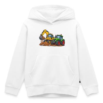 Fröhliches Baumaschinen-Duo - Kinder Premium Organic Hoodie - Weiß - Vorne - AI Model Kid Female (0cm)