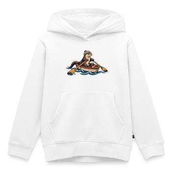 Otter im Ruderboot – Lustiges Wasser & Outdoor Mot - Kinder Premium Organic Hoodie - Weiß - Vorne - AI Model Kid Female (0cm)