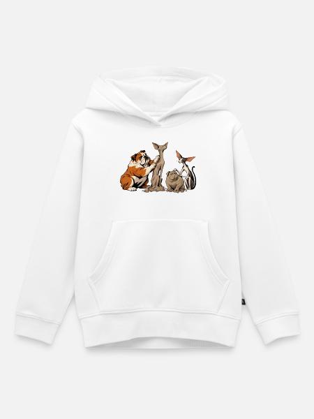 Bulldogge und Katze beim Bildhauern - Kinder Premium Organic Hoodie - Weiß
