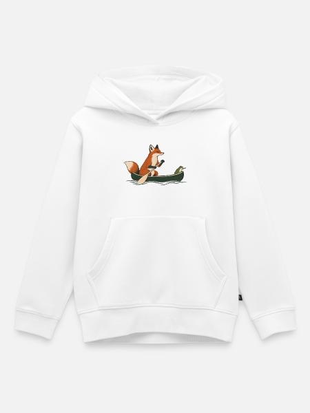 Fuchs und Frosch im Kanu – Outdoor-Abenteuer - Kinder Premium Organic Hoodie - Weiß