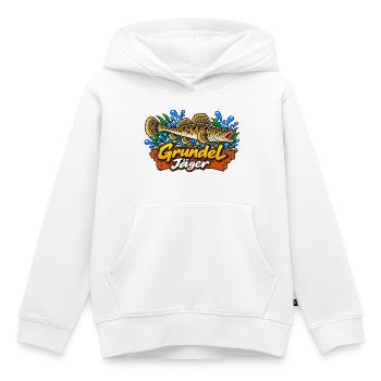 Grundeljäger Goby Hunter - Kinder Premium Organic Hoodie - Weiß - Vorne - AI Model Kid Female (0cm)