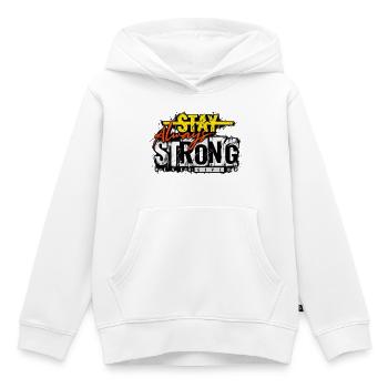 Stay Strong Never Give Up – Motivation Streetwear - Kinder Premium Organic Hoodie - Weiß - Vorne - AI Model Kid Female (0cm)