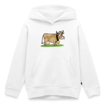 Kuh mit Glocke auf der Wiese - Kinder Premium Organic Hoodie - Weiß - Vorne - AI Model Kid Female (0cm)