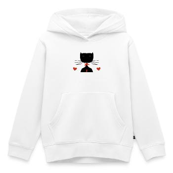 chat noir - Sweat Premium à capuche enfant bio - blanc - Devant - AI Model Kid Female (0cm)