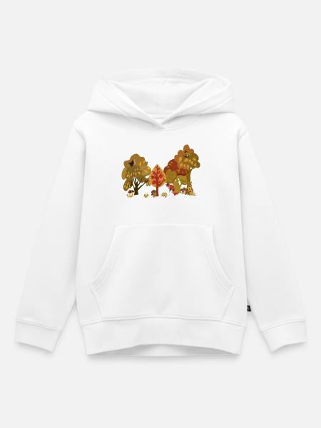 Herbstwald Tierwelt Silhouette - Kinder Premium Organic Hoodie - Weiß