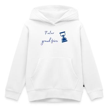 Futur grand frère Horloge bleue - Sweat Premium à capuche enfant bio - blanc - Devant - AI Model Kid Female (0cm)