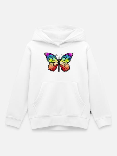 Rainbow pride butterfly - Kinder Premium Organic Hoodie - Weiß