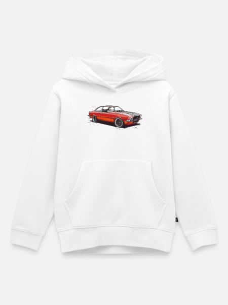 Roter Oldtimer-Coupéwagen - Kinder Premium Organic Hoodie - Weiß