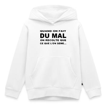 Karma - Sweat Premium à capuche enfant bio - blanc - Devant - AI Model Kid Female (0cm)