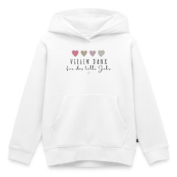 Vielen Dank für das tolle Jahr - Kinder Premium Organic Hoodie - Weiß - Vorne - AI Model Kid Female (0cm)