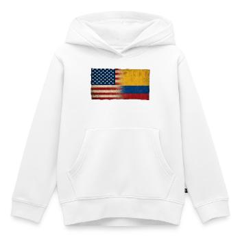 Identité du drapeau d’amitié États-Unis-Paraguay - Sweat Premium à capuche enfant bio - blanc - Devant - AI Model Kid Female (0cm)