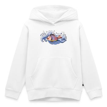 poisson - Sweat Premium à capuche enfant bio - blanc - Devant - AI Model Kid Female (0cm)