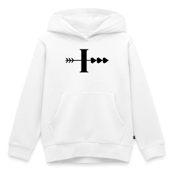 Buchstabe i, Pfeilherz, Herz - Kinder Premium Organic Hoodie - Weiß - Vorne - AI Model Kid Female (0cm)