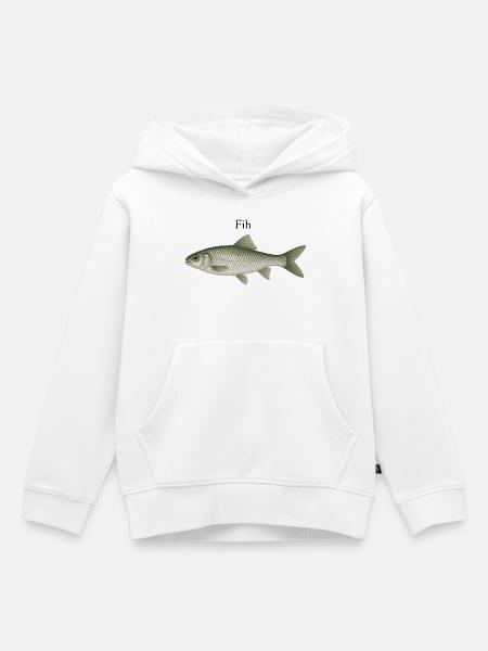 Fih – minimalistischer Fisch - Kinder Premium Organic Hoodie - Weiß