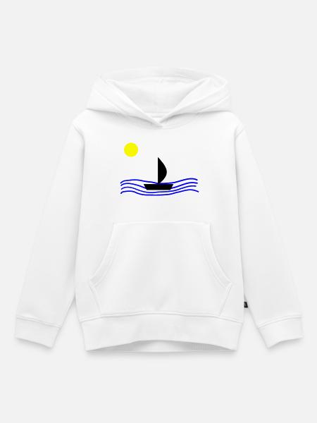 Mit dem Boot auf dem Meer - Kinder Premium Organic Hoodie - Weiß