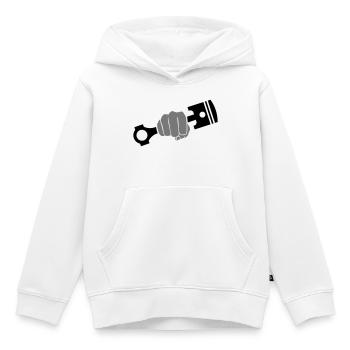 Poing maintient piston moteur - Sweat Premium à capuche enfant bio - blanc - Devant - AI Model Kid Female (0cm)