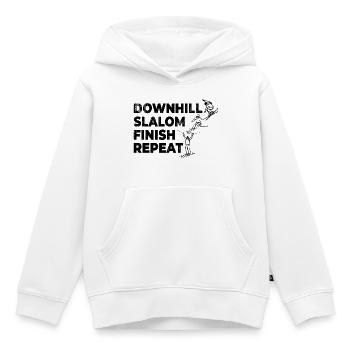 Répétition de l’arrivée du slalom en descente - Sweat Premium à capuche enfant bio - blanc - Devant - AI Model Kid Female (0cm)