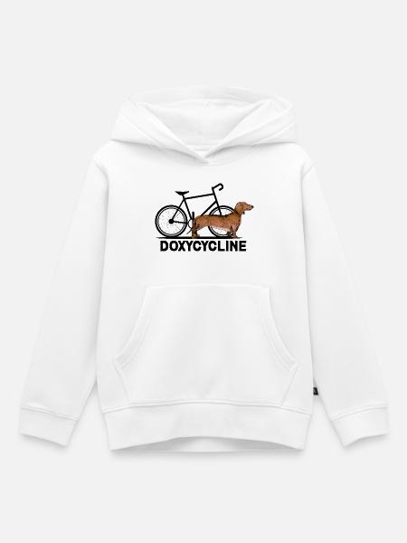 Doxycycline Grappige Teckel Cyclus - Kinder Premium Organic Hoodie - Weiß