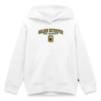 Golden Retriever Mom University Varsity Style - Kids Premium Organic Hoodie - white - Front - AI Model Kid Female (0cm)