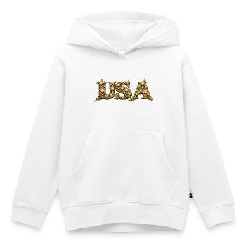 USA Skull Vine Gothic Logo - Kids Premium Organic Hoodie - white - Front - AI Model Kid Female (0cm)