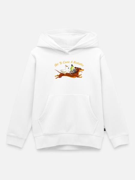 Tierchaos auf dem Dackel - Kinder Premium Organic Hoodie - Weiß