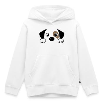 Regard curieux de chien câlin - Sweat Premium à capuche enfant bio - blanc - Devant - AI Model Kid Female (0cm)