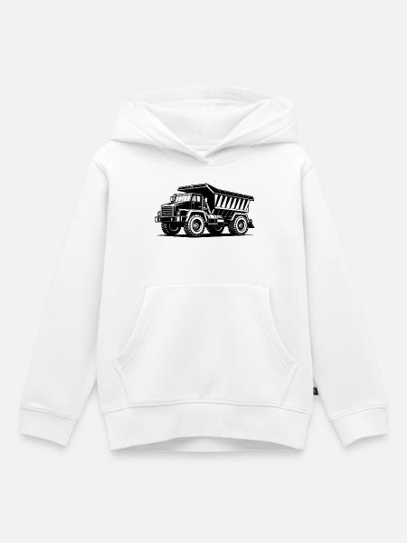 Großer Steinbruch-LKW - Kinder Premium Organic Hoodie - Weiß