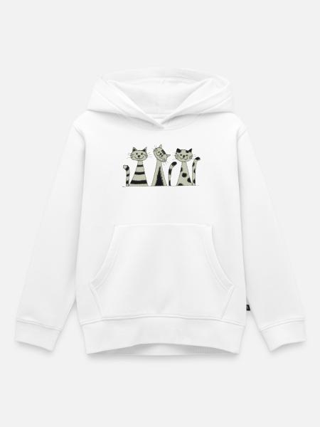 Katzen Trio impressionismus - Kinder Premium Organic Hoodie - Weiß
