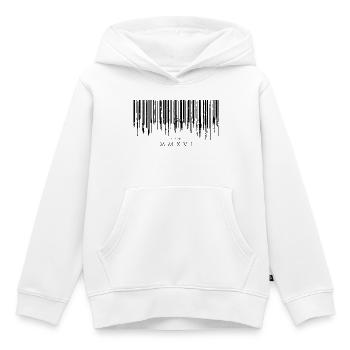 Barcode Tropfen Black Est. MMXVI - Kinder Premium Organic Hoodie - Weiß - Vorne - AI Model Kid Female (0cm)