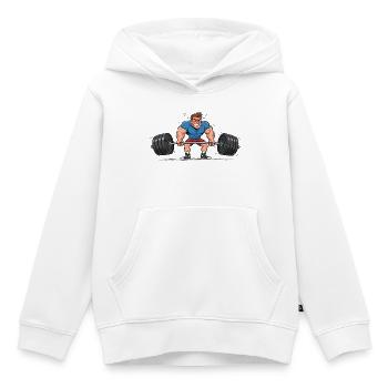 Comic Gewichtheber – Starker Mann beim Training - Kinder Premium Organic Hoodie - Weiß - Vorne - AI Model Kid Female (0cm)