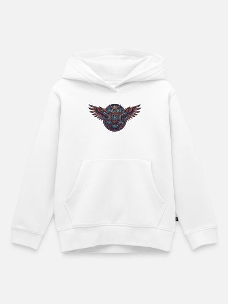 Steampunk Eulen Uhrwerk - Kinder Premium Organic Hoodie - Weiß