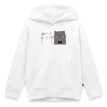 Chats Couple Couple Couple Mariage Couple Mariage - Sweat Premium à capuche enfant bio - blanc - Devant - AI Model Kid Female (0cm)
