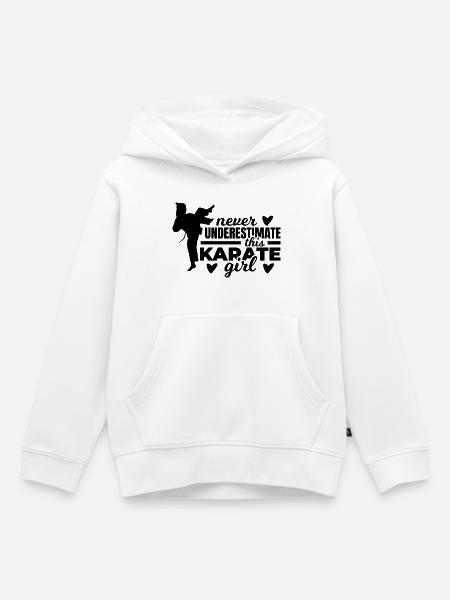 Never Underestimate This Karate Girl - Kinder Premium Organic Hoodie - Weiß