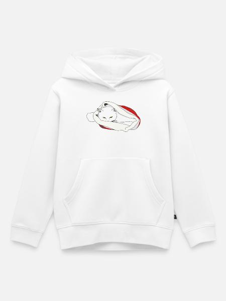 Weihnachtskatze - Kinder Premium Organic Hoodie - Weiß
