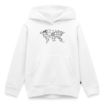 Carte du monde Puzzle Earth Global - Sweat Premium à capuche enfant bio - blanc - Devant - AI Model Kid Female (0cm)