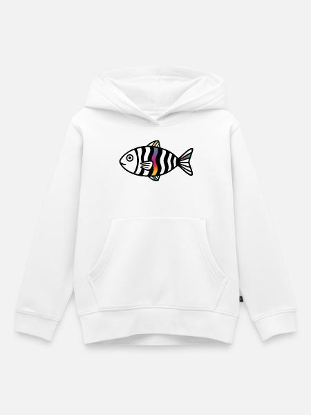 Abstrakter Fisch | Modernes Meeresmotiv  - Kinder Premium Organic Hoodie - Weiß