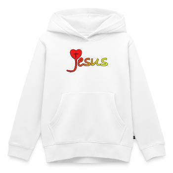 Gradient de Cœur Jésus - Sweat Premium à capuche enfant bio - blanc - Devant - AI Model Kid Female (0cm)
