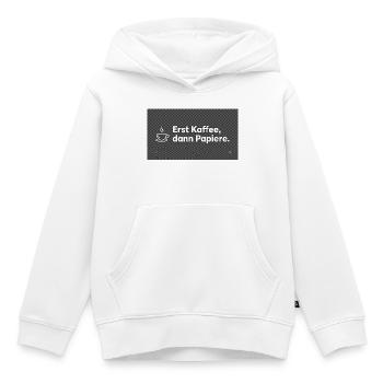 Lustiges Kaffee Büro T-Shirt - Erst Kaffee - Kinder Premium Organic Hoodie - Weiß - Vorne - AI Model Kid Female (0cm)
