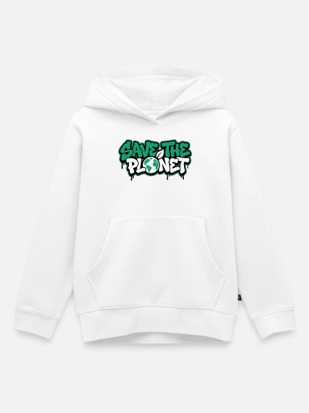 Save The Planet Graffiti Logo - Kinder Premium Organic Hoodie - Weiß