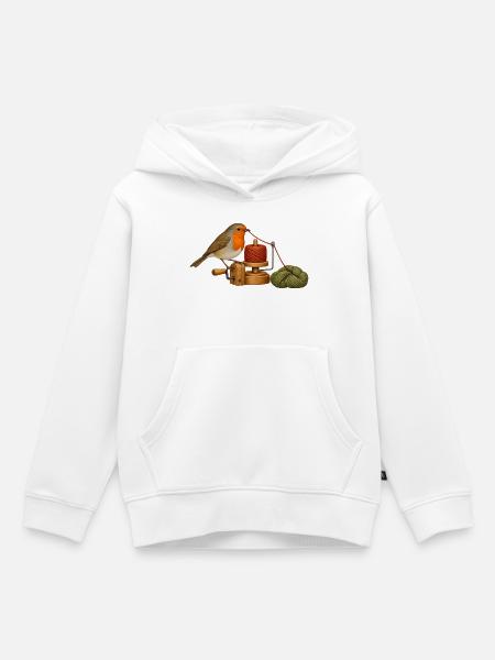 Rotkehlchen wickelt Garn - Kinder Premium Organic Hoodie - Weiß