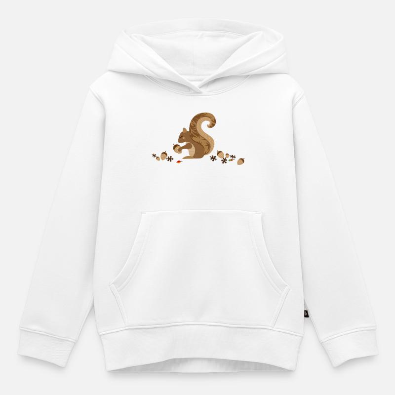Ein Eichhörnchen mit einer Eichel - Kinder Premium Organic Hoodie - Weiß