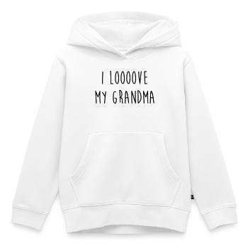 Mamie / Mamy / Grand Mere / Grand-Mère / Bébé - Sweat Premium à capuche enfant bio - blanc - Devant - AI Model Kid Female (0cm)