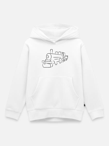 Lokomotive Skizze - Kinder Premium Organic Hoodie - Weiß