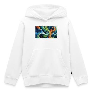Tourbillon artistique de couleurs - Sweat Premium à capuche enfant bio - blanc - Devant - AI Model Kid Female (0cm)