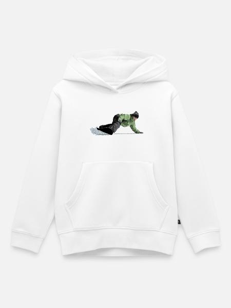 Freerider Snowboarder auf Abfahrt - Kinder Premium Organic Hoodie - Weiß