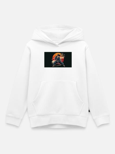 Samurai im Sonnenuntergang - Kinder Premium Organic Hoodie - Weiß