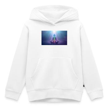 Chakra Meditation Lichtstrahlen Yoga - Kinder Premium Organic Hoodie - Weiß - Vorne - AI Model Kid Female (0cm)