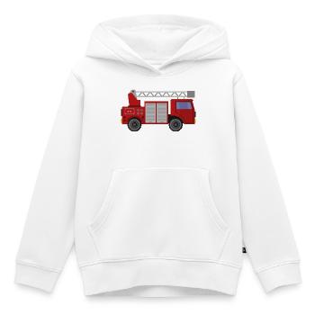 Camion de pompiers - Sweat Premium à capuche enfant bio - blanc - Devant - AI Model Kid Female (0cm)